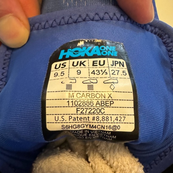 Hoka One One Men's Carbon X Running Shoes Blue/Primrose, Size 9.5 - Picture 2 of 8